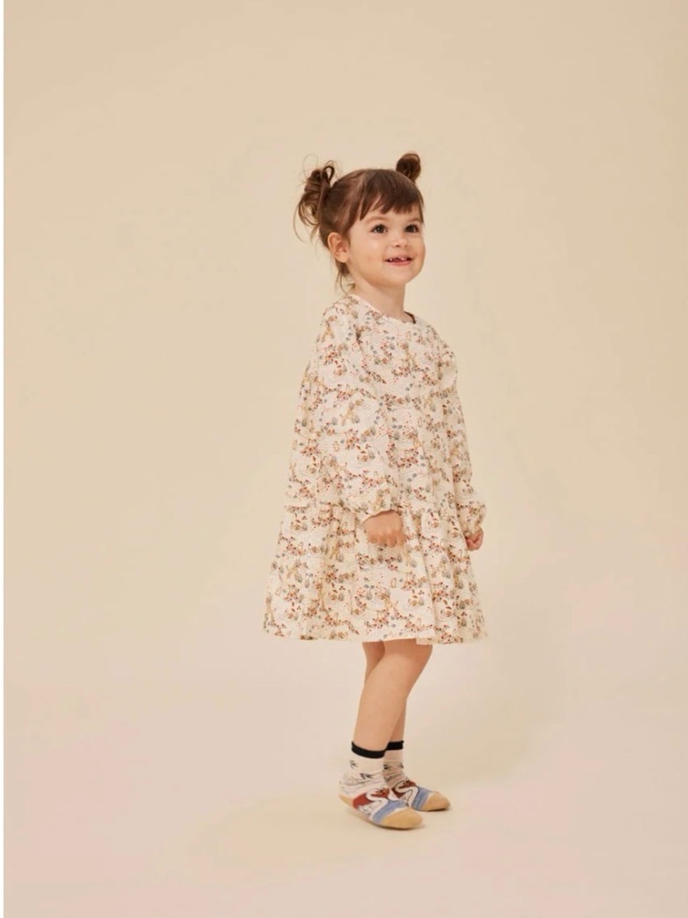 NWT KONGES SLOJD Mizumi Big Vida Poodle, Kitty, & Swan Print Dress Size 5-6Y $75